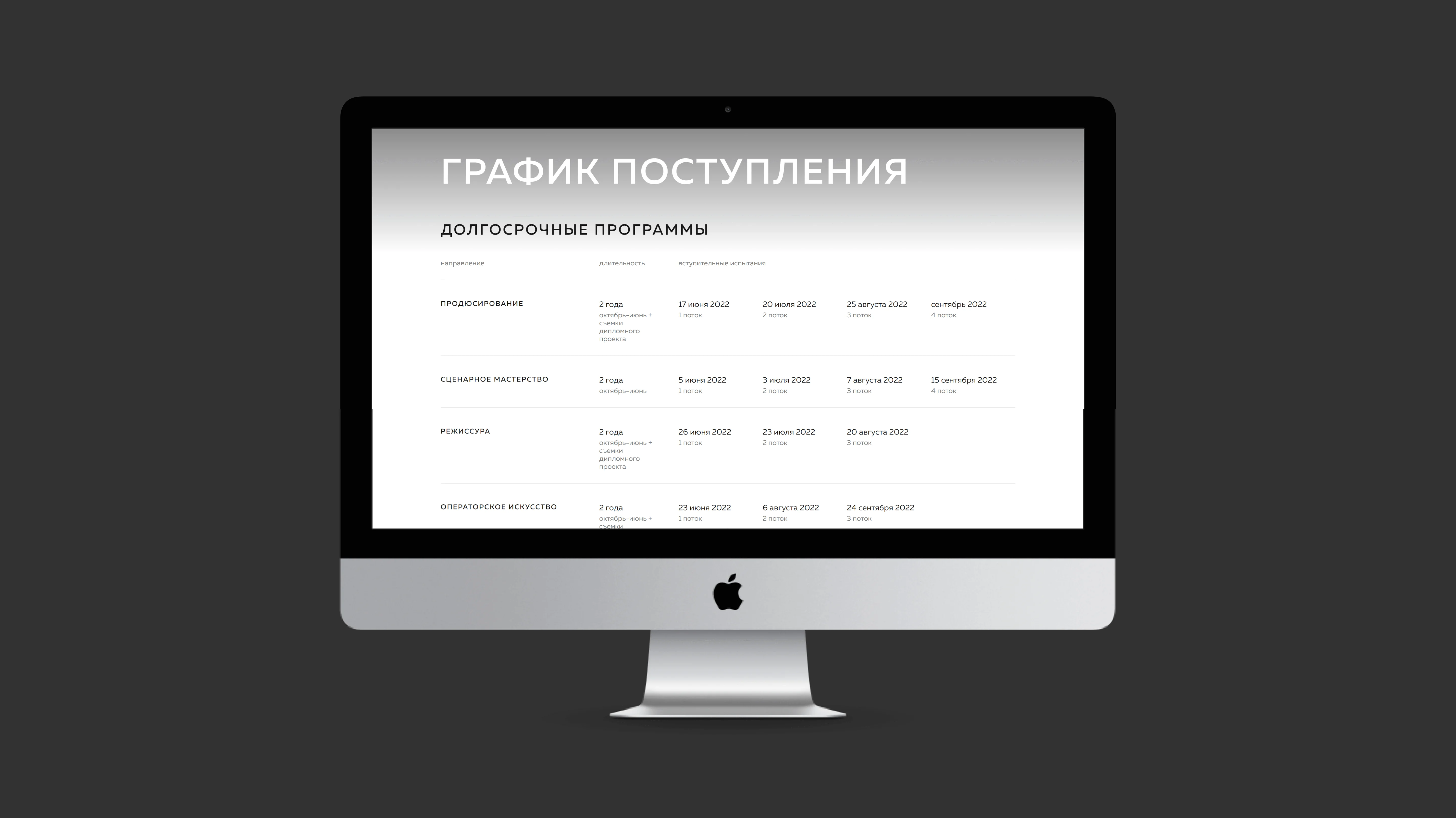График поступления